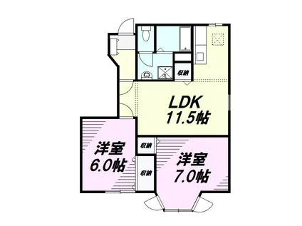 シャン・ド・フルール(2LDK/1階)の間取り写真