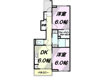 サン・プリムローズ(2DK/1階)の間取り写真