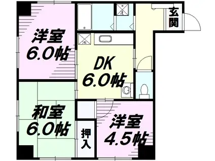 メゾン・ゆうしん(3DK/3階)の間取り写真