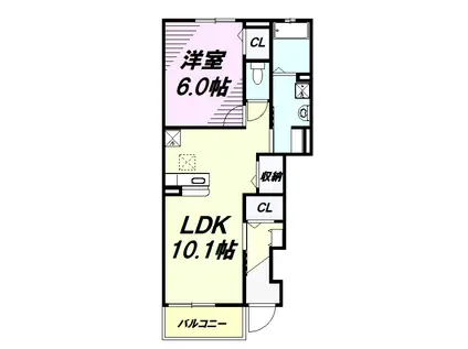 フレーシュ・カスミ(1LDK/1階)の間取り写真