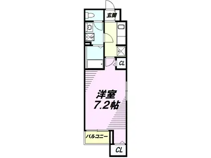 プラシード カメリア(1K/2階)の間取り写真