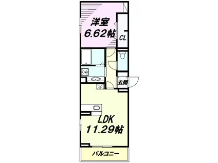 Dポルタ(1LDK/3階)の間取り写真