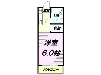 パークサイドB棟(ワンルーム/2階)の間取り写真