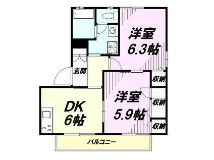 グリーンヴィラ(2DK/2階)の間取り写真