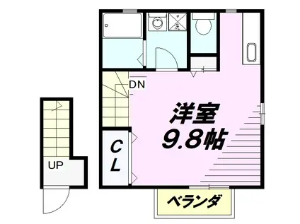 アフィット(ワンルーム/2階)の間取り写真