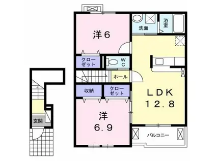 エスポワール(2LDK/2階)の間取り写真