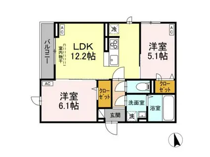 D-ROOM田町A(2LDK/3階)の間取り写真