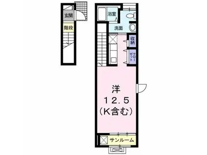 カーサ ヴェルデ(ワンルーム/2階)の間取り写真