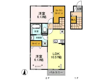 グランシエル・K(2LDK/2階)の間取り写真