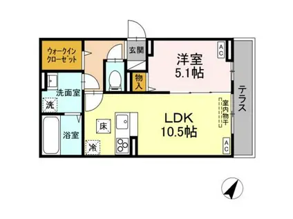 D-ROOM散田町(1LDK/1階)の間取り写真
