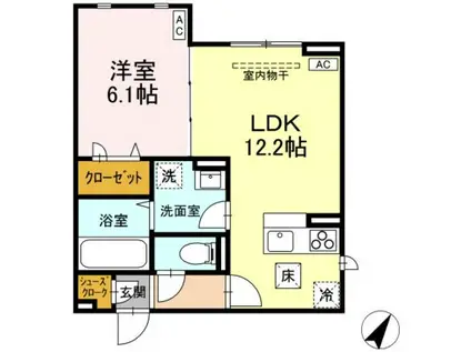 D-ROOM散田町(1LDK/1階)の間取り写真