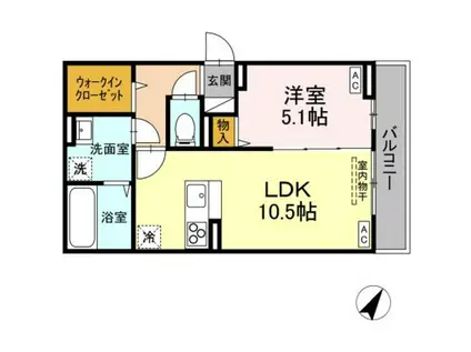D-ROOM散田町(1LDK/2階)の間取り写真