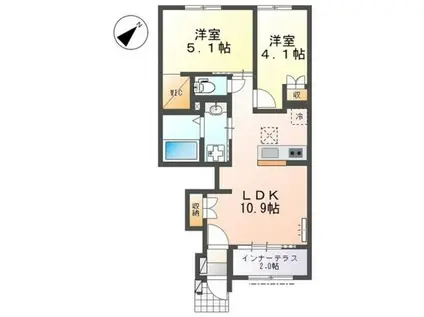 クレリア(2LDK/1階)の間取り写真