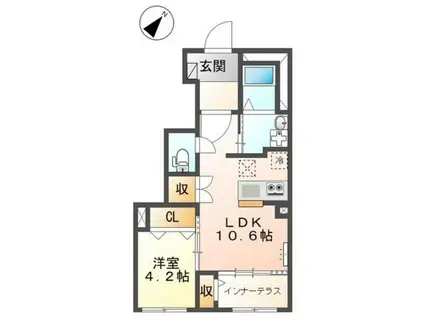 キャメロット八王子(1LDK/1階)の間取り写真