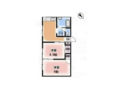 グリーンピア森栄(2DK/2階)の間取り写真