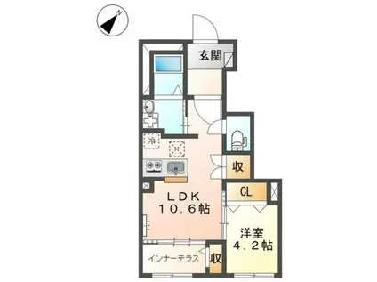 キャメロット八王子(1LDK/1階)の間取り写真