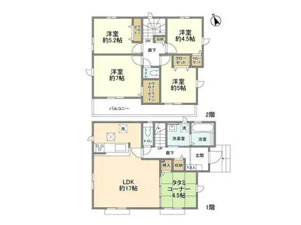 中央本線 西八王子駅 徒歩65分 2階建 築2年(5LDK)の間取り写真