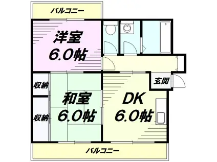 野崎ビル(2DK/2階)の間取り写真