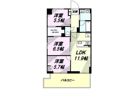 LUXENA八王子寺町(2SLDK/2階)の間取り写真