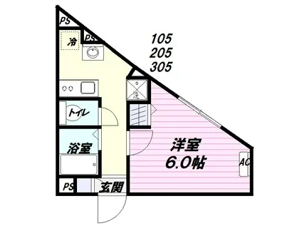 THE GARLANDS(1K/3階)の間取り写真