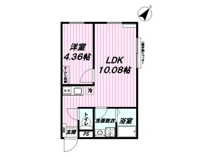 グランディール羽村(1LDK/1階)の間取り写真