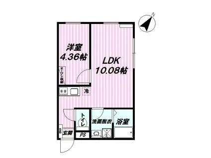 グランディール羽村(1LDK/2階)の間取り写真