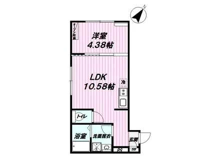 グランディール羽村(1LDK/3階)の間取り写真