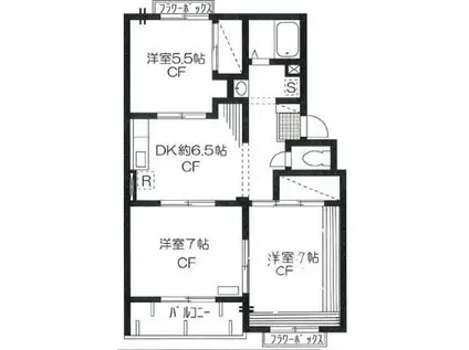 トリヴァンベール美船(3DK/2階)の間取り写真