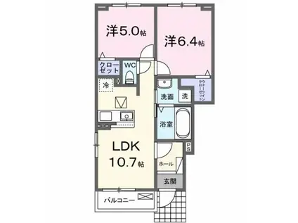 多摩モノレール 上北台駅 バス乗車時間：20分 いずみ幼稚園バス停で下車 徒歩2分 2階建 築1年(2LDK/1階)の間取り写真