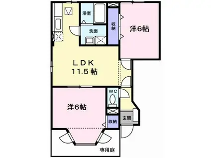 サンレイクキュア(2LDK/1階)の間取り写真