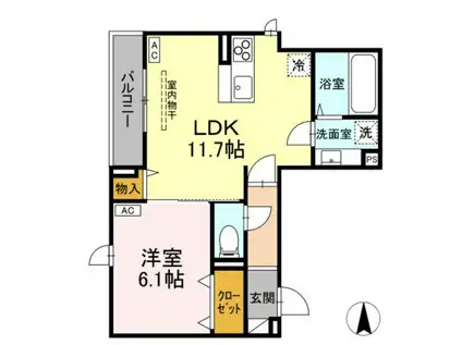 D-ROOM元横山町(1LDK/3階)の間取り写真