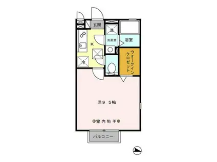 若葉ハイム(1K/1階)の間取り写真