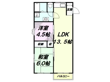 ハイムエスポワール(2LDK/1階)の間取り写真