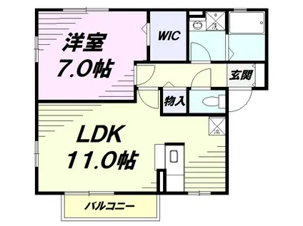 ブリック東松原(1LDK/2階)の間取り写真