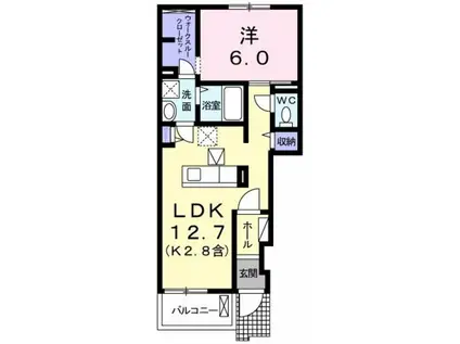 青梅線 青梅駅 徒歩20分 2階建 築6年(1LDK/1階)の間取り写真