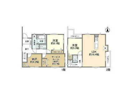 京王電鉄高尾線 京王片倉駅 徒歩6分 2階建 築1年(2SLDK)の間取り写真