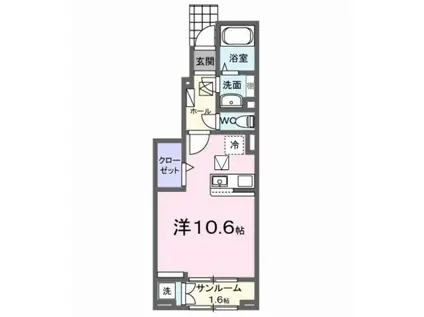 ヒルズ山王林(ワンルーム/1階)の間取り写真