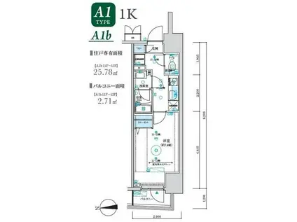 MAXIV八王子TRE(1K/11階)の間取り写真