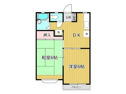 グリーンハイム高尾(2DK/2階)の間取り写真