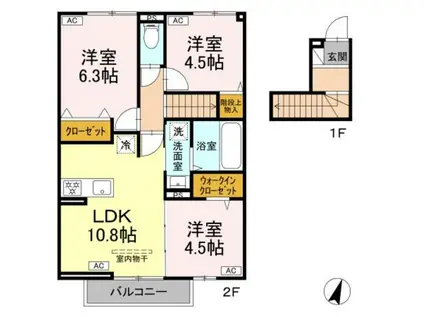 BONNARD(3LDK/2階)の間取り写真