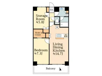 コートデルトゥール昭島(1SLDK/5階)の間取り写真