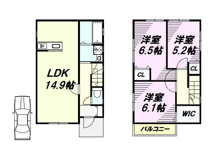 八高線 箱根ケ崎駅 徒歩36分 2階建 築1年(3LDK)の間取り写真