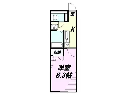 プレジールアンフルール(1K/1階)の間取り写真