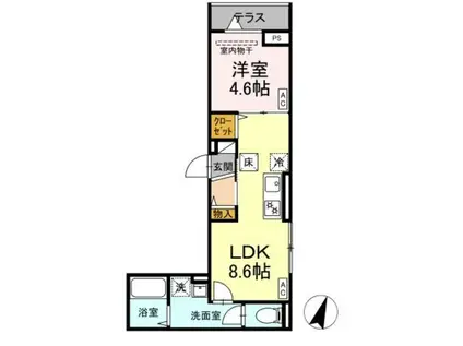 D-ROOM万町Ⅱ(1LDK/1階)の間取り写真