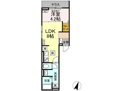 D-ROOM万町Ⅱ(1LDK/1階)の間取り写真