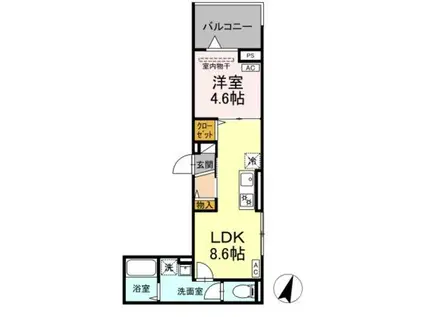 D-ROOM万町Ⅱ(1LDK/3階)の間取り写真