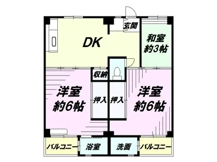 ビレッジハウス小比企2号棟(3DK/2階)の間取り写真