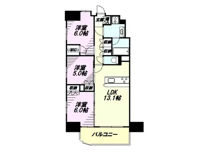 プレシス八王子(3LDK/2階)の間取り写真