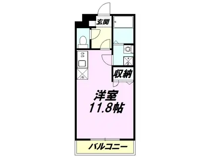 プレミアムプラスみなみ野Ⅰ(ワンルーム/1階)の間取り写真
