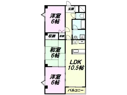 プランドール長尾(3LDK/3階)の間取り写真